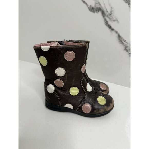 Pediped flex boots EU 26 / US 9-9.5 girls polka dot Toddler Leather Quality - Picture 1 of 7